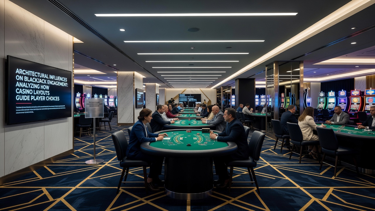 Blackjack pit with clustered tables, ambient lighting, and clear sightlines from surrounding walkways