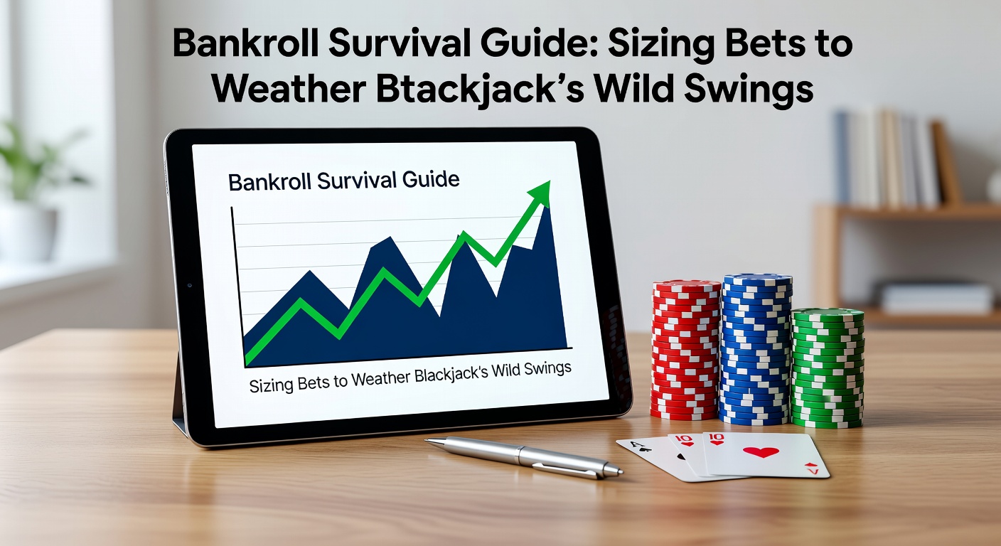 Chart illustrating blackjack bankroll fluctuations over thousands of hands, highlighting extreme variance swings