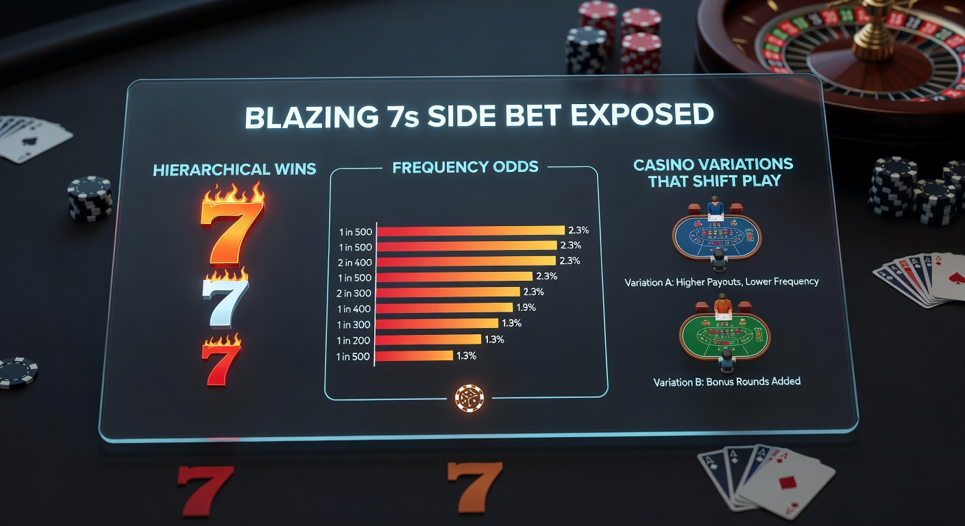 Close-up of a blackjack hand featuring multiple sevens on the table, illustrating a mid-tier Blazing 7s win with chips stacked nearby
