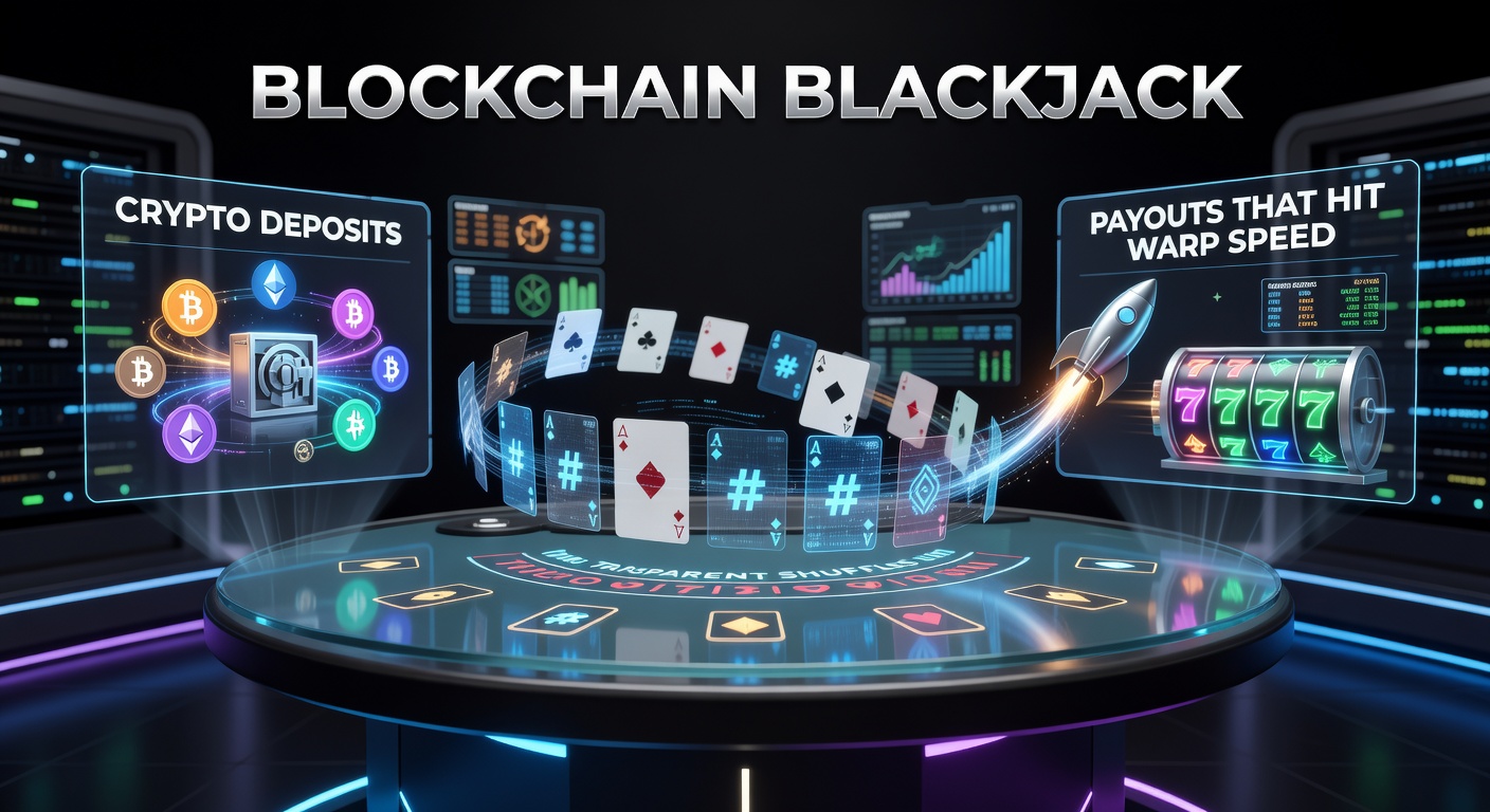Digital interface of blockchain blackjack table displaying provably fair shuffle verification and crypto wallet integration