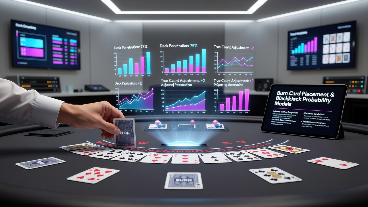 Dealer burning a card from the shoe in a multi-deck blackjack setup