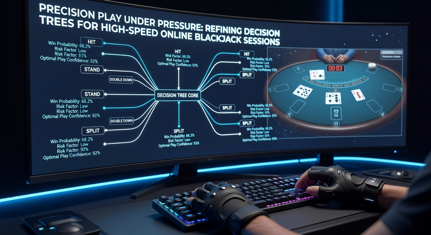 Visualization of decision tree pathways used in fast-paced online blackjack strategy refinement