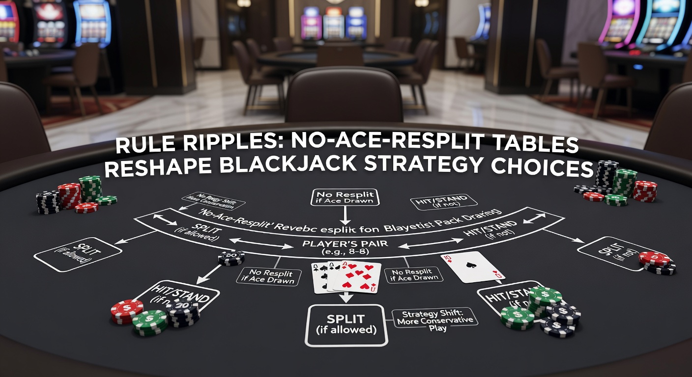 Strategy chart comparison: resplit aces vs. no-resplit, highlighting key decision divergences