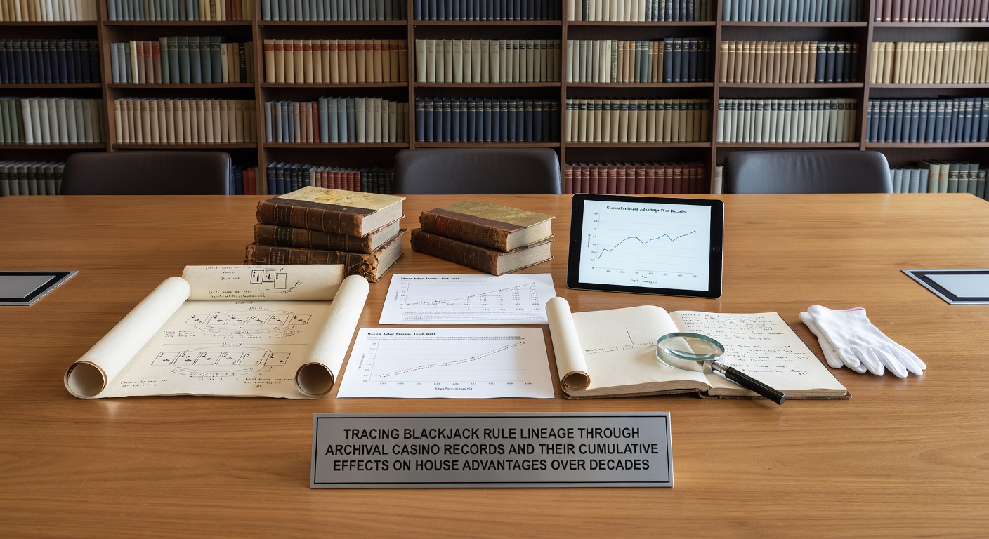 Archival casino records showing historical blackjack rules and payout structures from mid-20th century Nevada properties